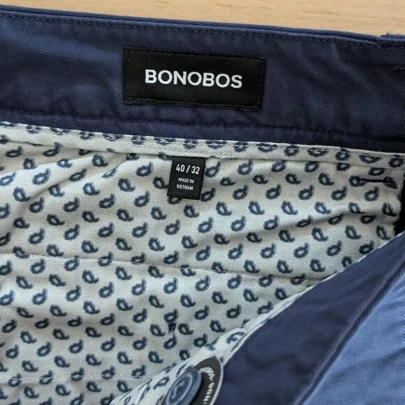 New Bonobos Stretch Washed Chino Slim –Navy Yards 40"x32" - Picture 3 of 7